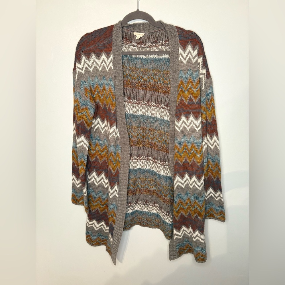 Hem & Thread Cozy Brown and Blue Cardigan